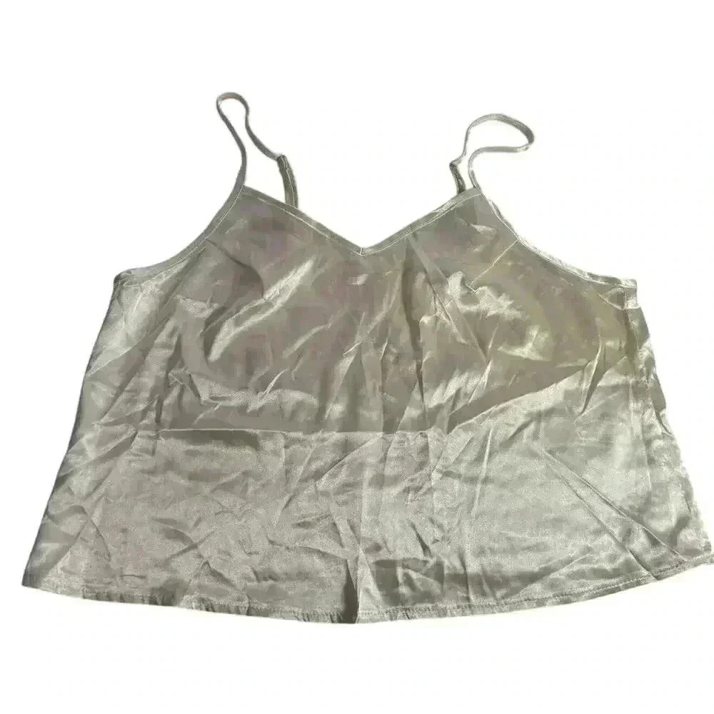 Women's Beige Spaghetti Strap Top Shorts Pajamas L Lounge Wear Large - Picture 2 of 8